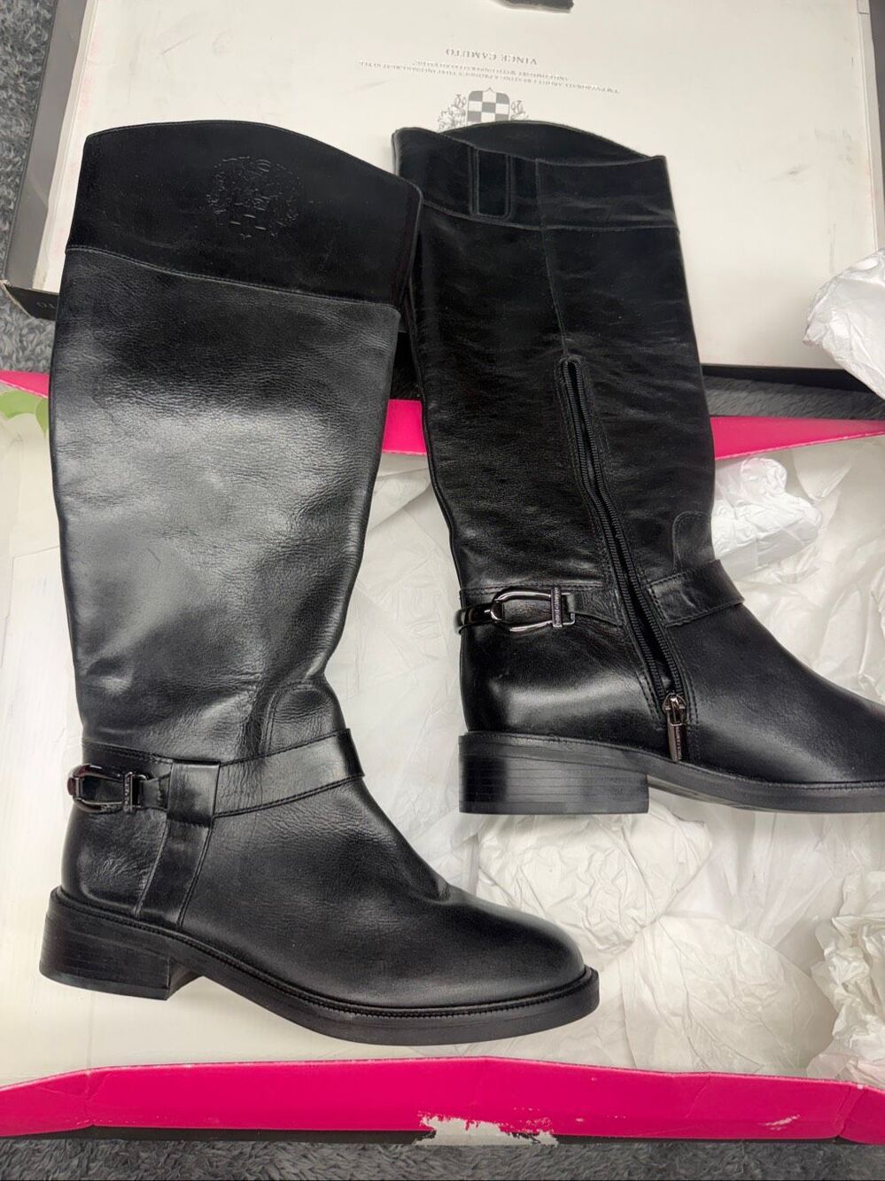 Vince Camuto Black Leather Riding Boots Size Women’s 7.